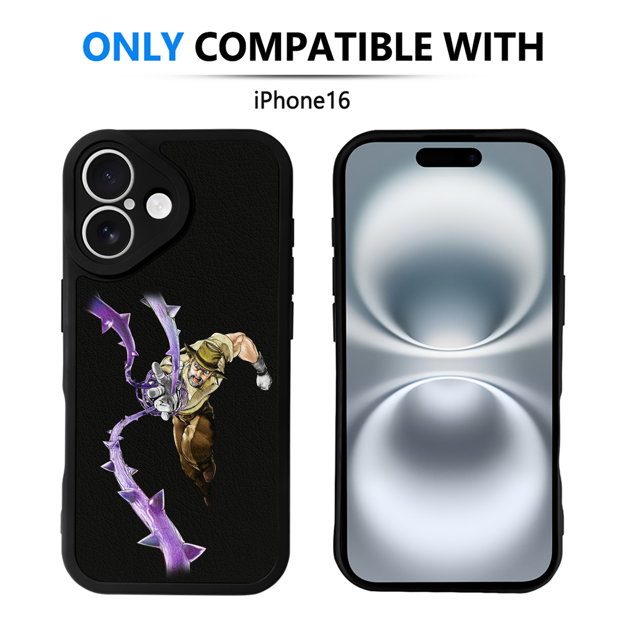（画像用） ジョジョの奇妙な冒険 ジョセフ?ジョースター JoJo's Bizarre Adventure Joseph Joestar 【iPhone 16シリーズ対応】シリコンスマホケース（レザー調） 材質：シリコン